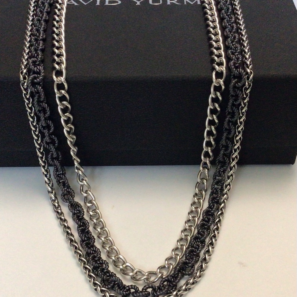 David Yurman Sterling Silver 3 Row Multichain Necklace NWT